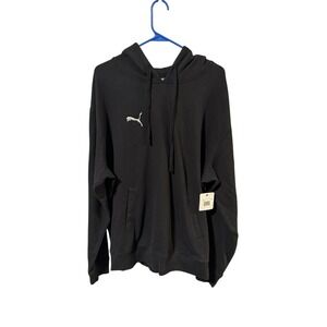Puma Mens XXL Fleece Hoodie Black Logo Pullover Athletic Casual